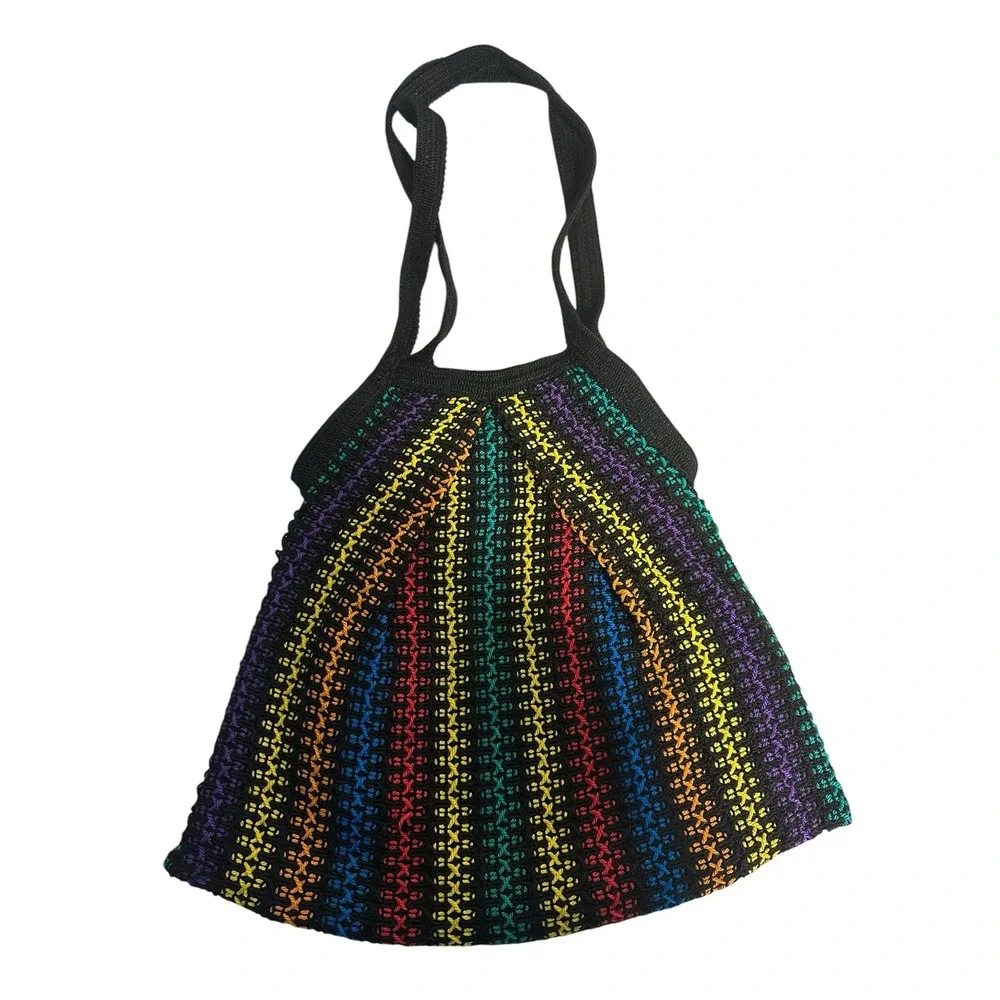 Vintage Urban Outfitters Crocheted Rainbow Hobo Bag‎